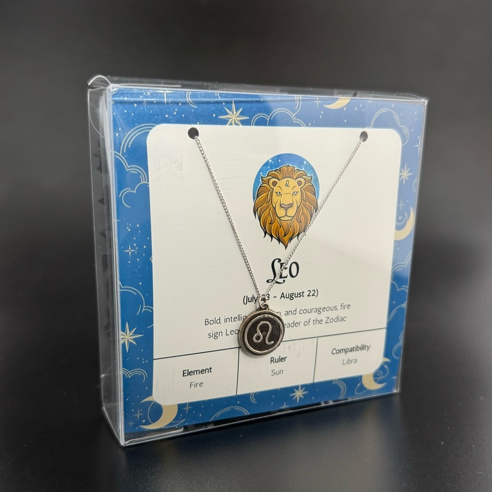 Leo Zodiac Medallion Necklace .925 Sterling Silver